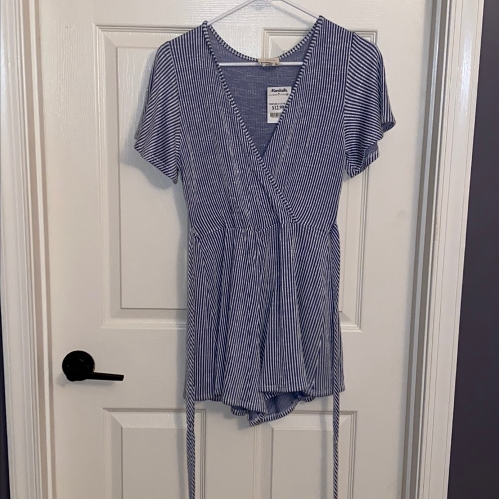 Blue striped romper